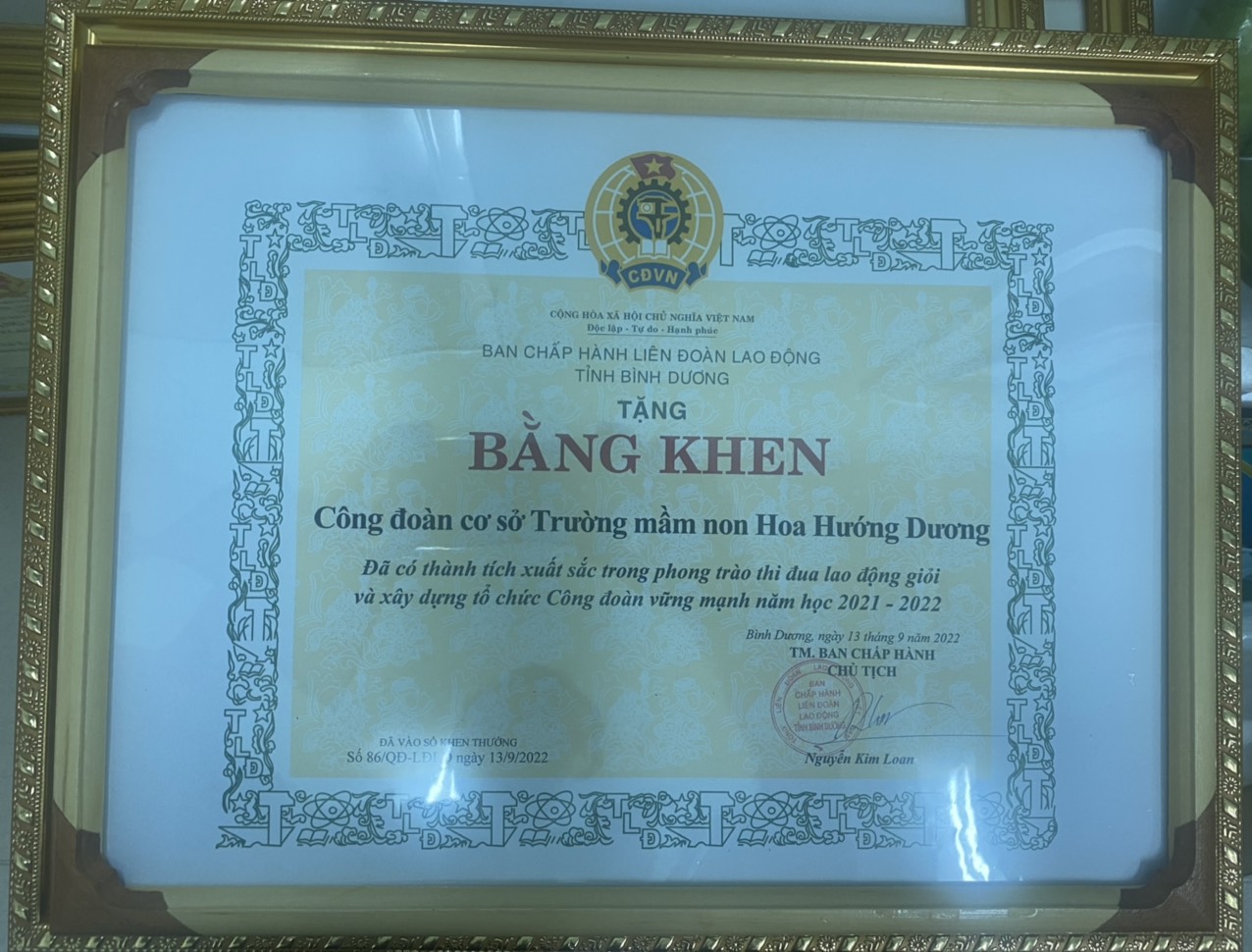 bằng khen tỉnh tập thể